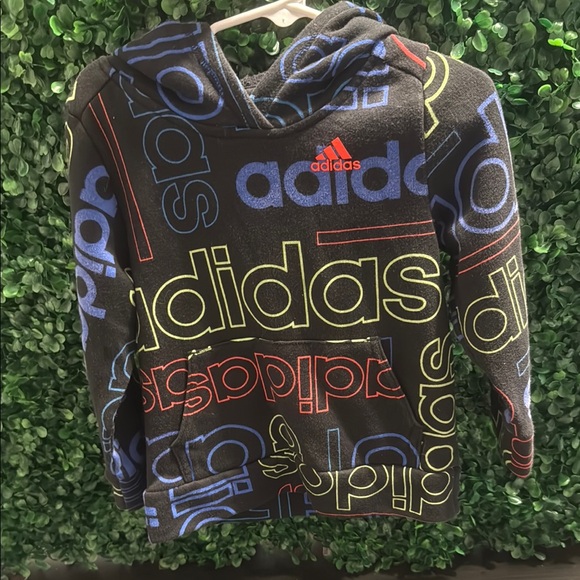 **SOLD FB** Adidas Kids Black Hoodie with Multicolor Logo - Picture 1 of 3
